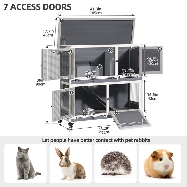 y⭐︎Rabbit Dextrus Rabbit Hutch Bunny Cage Indoor Outdoor with