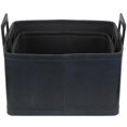 thumbnail image 5 of DecMode 19", 17"W Dark Blue Leather Handmade Storage Basket with Handles, 2-Pieces, 5 of 13