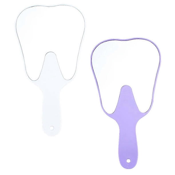 Oral Mirrors Handheld Makeup Mirror Women Purple Plastic Glass Easy to Clean 2Set