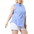 thumbnail image 5 of DARING DIVA Women's Plus Sleeveless Button Down Fashion Tank Top 3X Sky Blue, 5 of 8