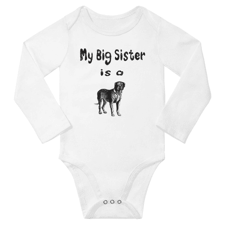 

My Big Sister is a Cane Corso Dog Cute Baby Long Sleeve Clothing Bodysuits Boy Girl (White 12-18M)
