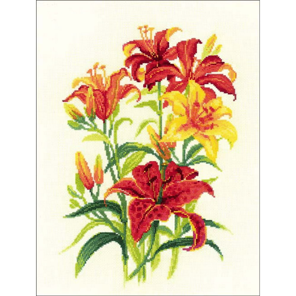 RIOLIS Counted Cross Stitch Kit 9.75"X13"Tiger Lilies (18 Count