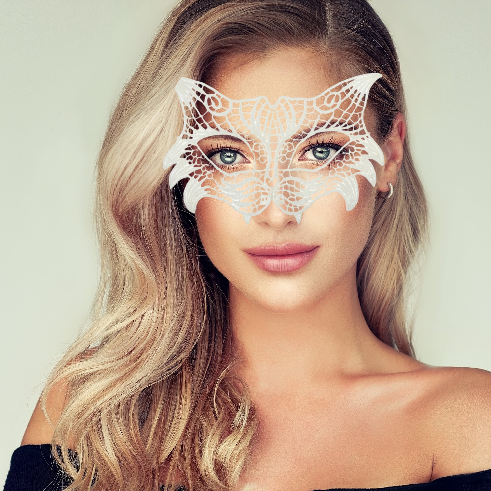 Unique Bargains 1 Pack Elegant Lace Half Face Party Mask White Pattern 3