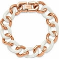 thumbnail image 4 of Stainless Steel Polished Rose Ip With White Ceramic 8.5Ext Bracelet (7.5 X 15) Made In China -Jewelry By Sweet Pea, 4 of 8