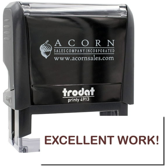 Large Self-Inking Excellent Work Stamp, Trodat Printy 4913, Press and Print Stamping, Impression Size 7/8" x 2-1/4", Up to 10,000 Impressions - Brown Ink