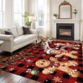 thumbnail image 2 of Rectangle Area Rugs 6 x 9 Ft, Gingerbread Christmas Non-Slip Residential Carpet, Xmas Balls Branches Red Buffalo Plaid Indoor Crawling Mats Runner Rugs for Living Room/Dining Room/Bedroom, 2 of 8