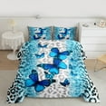 thumbnail image 2 of jejeloiu Leopard Pattern Bedding Comforter Set,Dreamy Blue Butterfly Twin Comforter Sets,Chic Sequin Print Bedding Set For Girl Kids,Microfiber Bedroom Decor Reversible,2 Pieces, 2 of 8