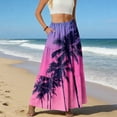 thumbnail image 5 of LWavelet Women Floral Print Tiered Maxi Skirt Elastic Waist With Pockets Boho Summer Long Skirt Purple Pink S, 5 of 6