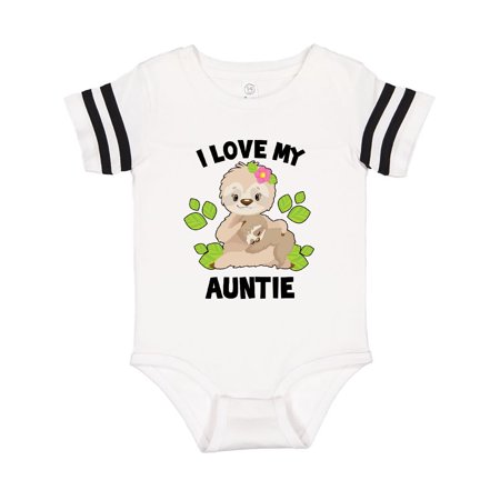 

Inktastic Cute Sloth I Love My Auntie with Green Leaves Gift Baby Boy or Baby Girl Bodysuit