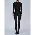 thumbnail image 4 of Kaerm Women's One Piece Glossy Bodystocking Smooth Long Sleeve Full Body Jumpsuit Catsuit Dancewear Black 3XL, 4 of 5