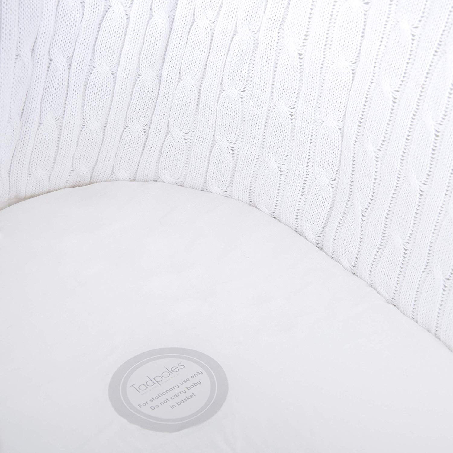 Tadpoles Cable Knit Moses Basket Bedding Only, White