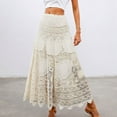 thumbnail image 2 of Fgnfyis Women's Beach Boho Lace Hollow Out Skirt Elegant Crochet Hem Casual Summer Flowy Skirt for Daily Wear and Holiday Party Long Skirts for Women Beige One Size, 2 of 4