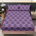thumbnail image 4 of Garronmavis Purple Damask Pattern Twin Size Bedding Set, 3 Piece Soft Breathable Fitted Sheet & 2 Pillow Shams, Wrinkle Resistant Vintage Bed Cover for Bedroom Guest, 4 of 7