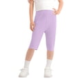 thumbnail image 2 of TIREOW Girls Capri Leggings High Waisted Candy Colored Mid Length Sports Tights Workout Yoga Pants Kids Solid Color Leggings, 2 of 6