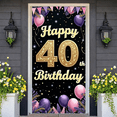thumbnail image 5 of Gold Glitter Happy 40th Banner Pink Purple Balloons 40th Birthday Display Starry Design Black Background Birthday Backdrop for 40th Birthday Party Adult Celebration Home Party, 5 of 9