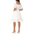 thumbnail image 3 of INSPIRE CHIC Robe Décontractée d'Été pour Femmes à Encolure Carrée, Manches Courtes Bouffantes, Dos Smocké, à Volants, Ligne A, S Blanc, 3 of 6