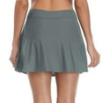 thumbnail image 5 of Women Solid Swim Skirt Build-in Brief Tummy Control Tankini Bottoms, 5 of 8