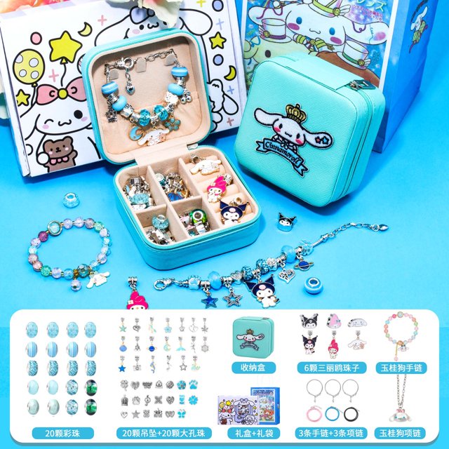 Miniso Kuromi My Melody Kawaii niños Diy conjunto de pulsera de cuentas pulsera hecha a mano joyería para niños decorar juguete regalo de Navidad