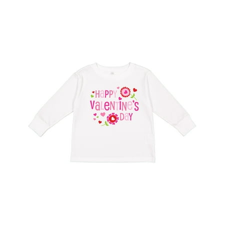 

Inktastic Happy Valentines Day- flowers and hearts Boys or Girls Long Sleeve Toddler T-Shirt