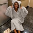 thumbnail image 5 of QATAINLAV Gray Blanket Oversized Hoodie Pajamas for Women Cute Ear Hooded Sweatshirt Dress Long Sleeve Pullover Pajamas, 5 of 10