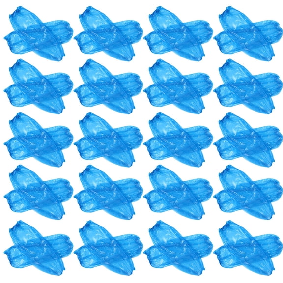 100pcs PE Disposable Oversleeve Waterproof Arm Sleeves Covers Household Kitchen Arm Protector (Blue)
