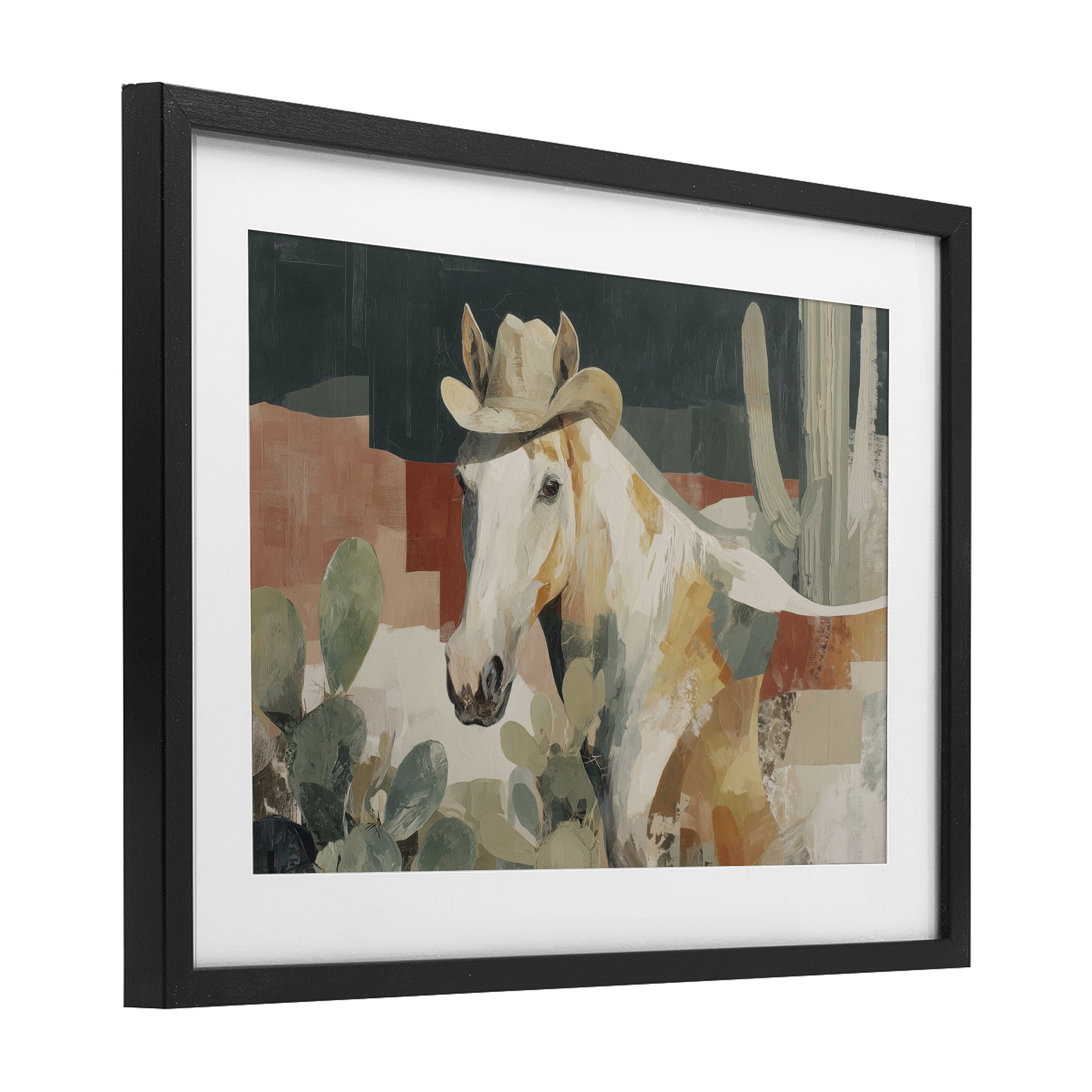 Stupell Industries Horse in Cowboy Hat Black Framed Print Under Glass, design by Chromatic Storm Studio