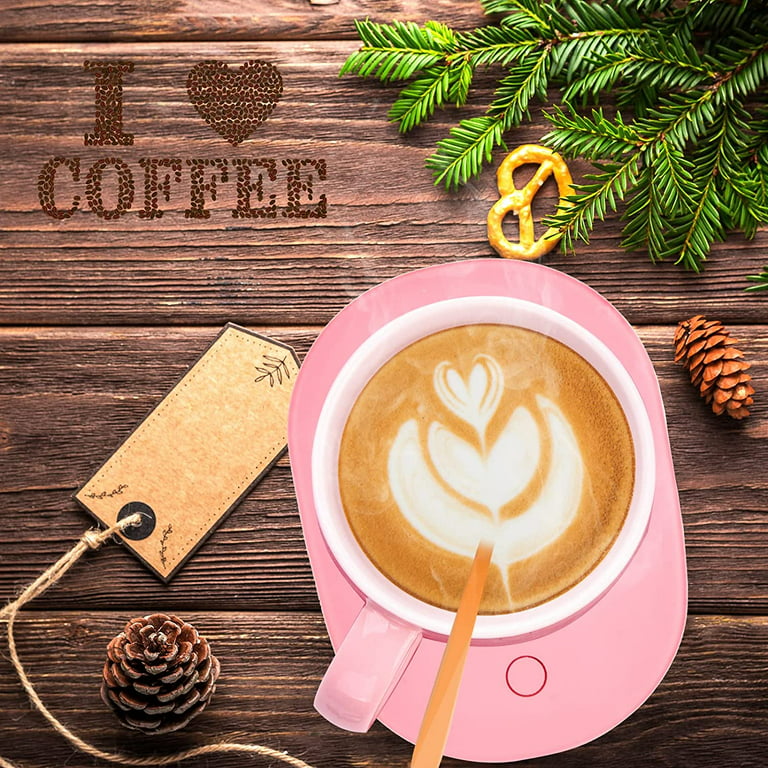 ANBANGLIN Smart Mug Warmer, Coffee Mug Warmer for Desk with Auto Shut Off,  Coffee Cup Warmer for Coffee Milk Tea, Candle Warmer (Pink-NO Mug)