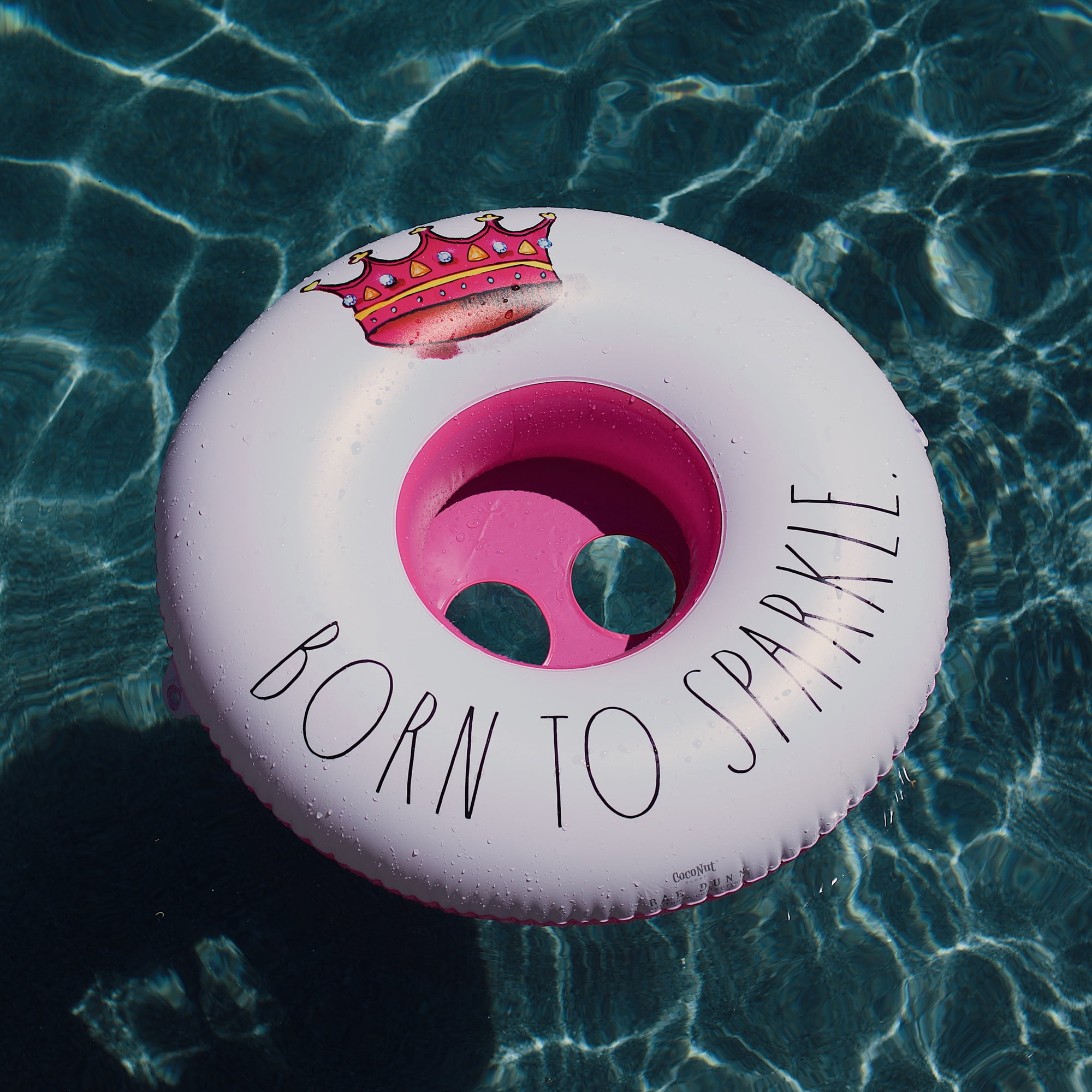 Rae Dunn Born To Sparkle -Toddler Float W/ Canopy, 27" Inflatable Water Ring Removable Canopy, CoCoNut Float, Age 18mo+