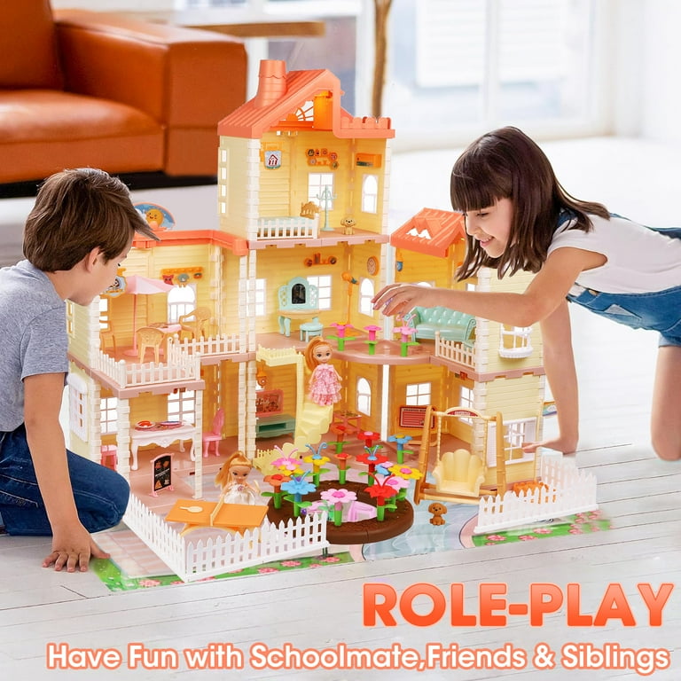 Barbie Dream House Dollhouse W/ Princesses, Unicorns And Dog