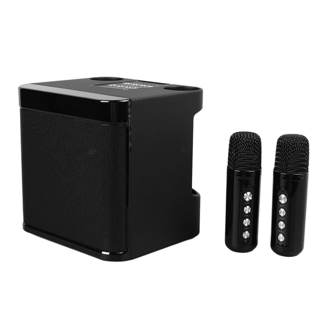 Speaker Microphone Set, Wide Application Easy To Control Karaoke Machine Black for Camping for Home