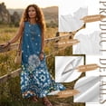 thumbnail image 6 of Xoenoiee Boho Mandala Flower Print Cotton Linen Maxi Dresses for Women 2026 Sleeveless Crewneck Boho Cruise Sundresses with Pockets Summer Trendy Vacation T Shirt Dress, Size M, 6 of 7