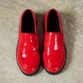 thumbnail image 5 of Womens Red Patent Faux Leather Platform Loafers Chunky Lug Sole Penny Loafers Slip On Comfortable Casual Shoes,Size 7.5, 5 of 7