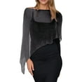 thumbnail image 1 of Zmoon Women's Solid Color Irregular Design Cape Shawl Sunscreen Thin Sweater, 1 of 3