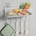 thumbnail image 2 of Estante de almacenamiento montado en la pared para baño, Material de hierro, una sola capa, No requiere perforación, estante organizador para baño y sala de lavado, 2 of 5