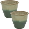 thumbnail image 2 of Sunnydaze Studio 9" x 9" x 7.5" Round Seafoam Ceramic Outdoor Planter 2-Count, 2 of 12