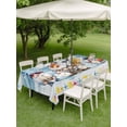 thumbnail image 4 of Outdoor Tablecloth with Umbrella Hole for Patio/Picnic/Party/Camping, Summer Gnomes Nautical Waterproof Table Cloth Rectangle Table Cover Washable, Blue Floral Starfish Wooden (54"x 80"), 4 of 8