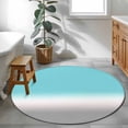 thumbnail image 4 of Area Rug 36in, Teal to Gray Gradient Floor Carpet Living Room Rug, Turquoise Ombre Watercolor Non-Slip Welcome Mat Indoor Rugs for Bedroom Dining Room, 4 of 9