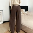 thumbnail image 7 of Women's Fashionable Loose Fleece Lined Trousers with Solid Color and Long Length for Cozy and Modern Winter Style,Coffee,XL, 7 of 7