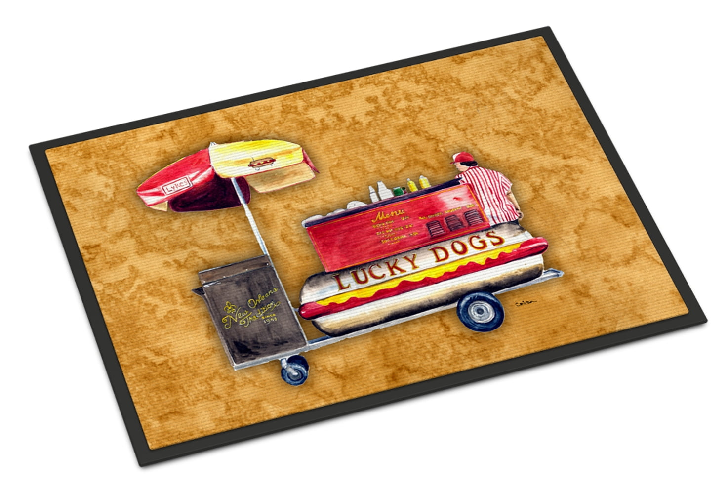 Lucky Dog Hot Dog Cart Door Mat