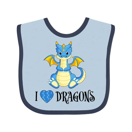 

Inktastic I Love Dragons with Cute Blue Dragon Gift Baby Boy or Baby Girl Bib