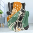 thumbnail image 4 of Vintage Soft Flannel Fleece Throw Blanket, Stars Cant Wait Retro Advertisement with Rocket Launch Your Business Image, Cozy Plush for Indoor and Outdoor Use, 70" x 90", Multicolor, by Ambesonne, 4 of 5