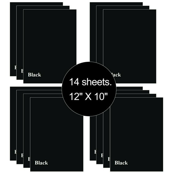 14 Sheets Black 12" x 10" HTV Iron On Heat Transfer Vinyl Paper for T-Shirts Cricut Silhouette