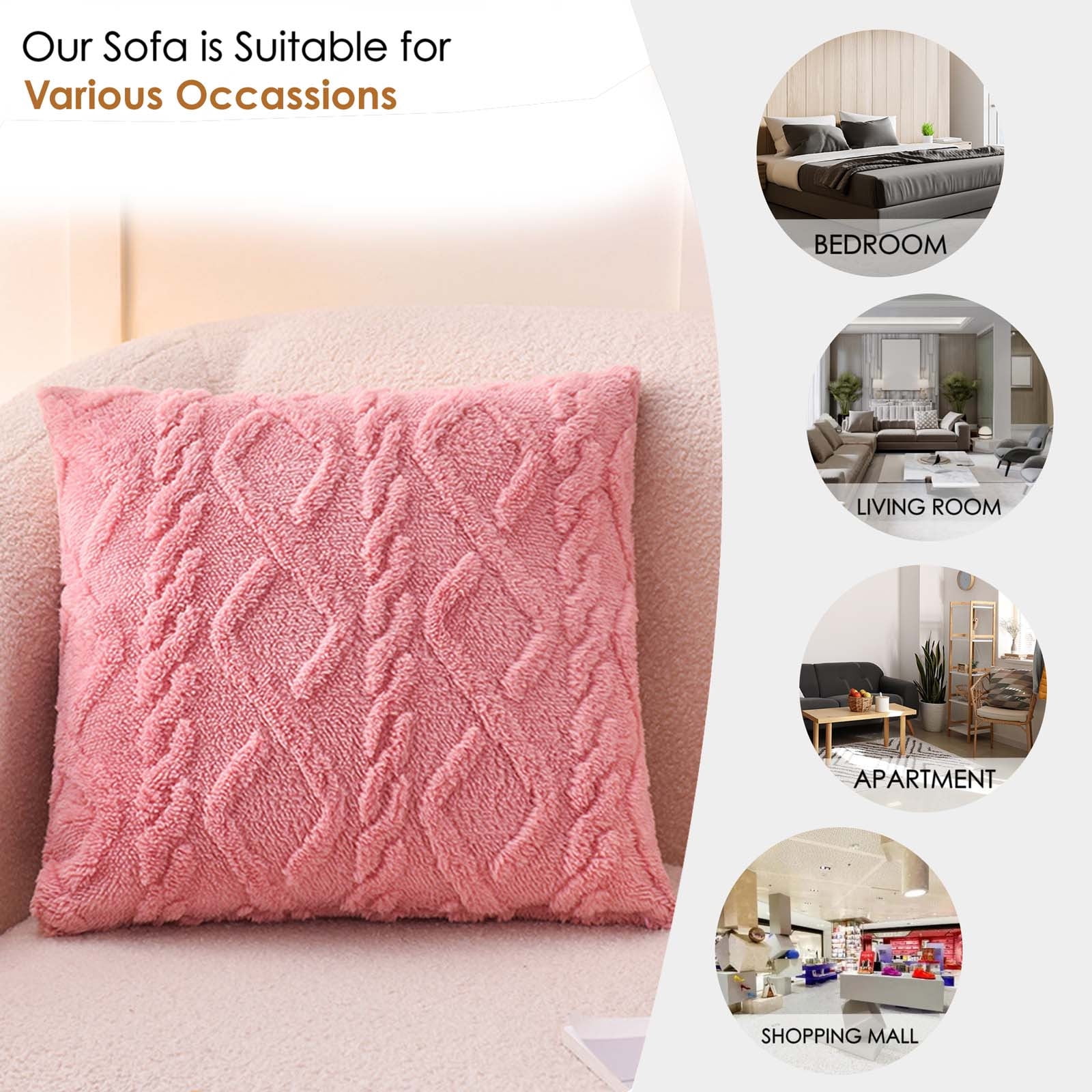 Amvlyk Geometric Motifs Couch Pillow Cases Throw Pillows Home Decor for Living Room Bedroom Bed Outdoor Cushion Cover（17.72x17.72In,Inclusion pillow）Pink