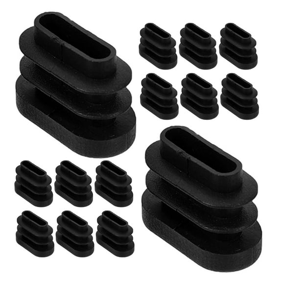Masteelf 30pcs Plastic Oval Shaped End Cup Tube Insert Black Chair Leg Tips Caps for Table Leg Floor Protectors and Chair Leg Covers