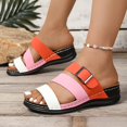 thumbnail image 3 of Mepaouo Womens Slide Sandals Arch Support Low Wedge Summer Beach Shoes Slip on Walking Slippers, 3 of 8