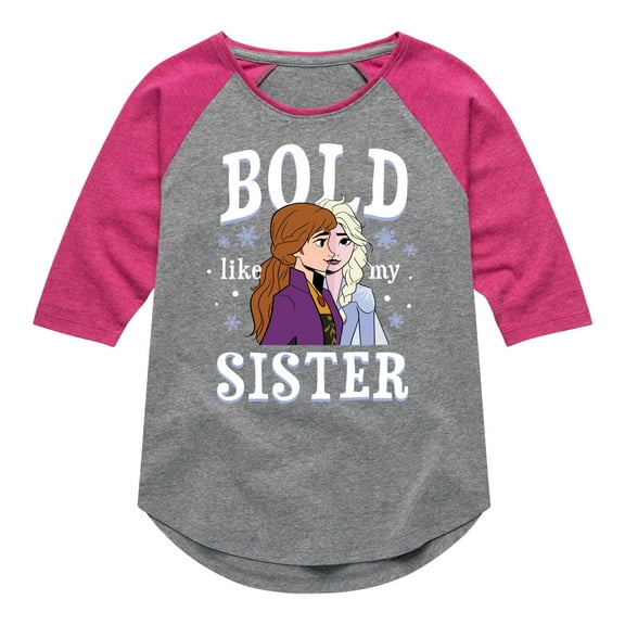 Frozen 2 - Bold Like My Sister - Toddler And Youth Girls Raglan Graphic T-Shirt