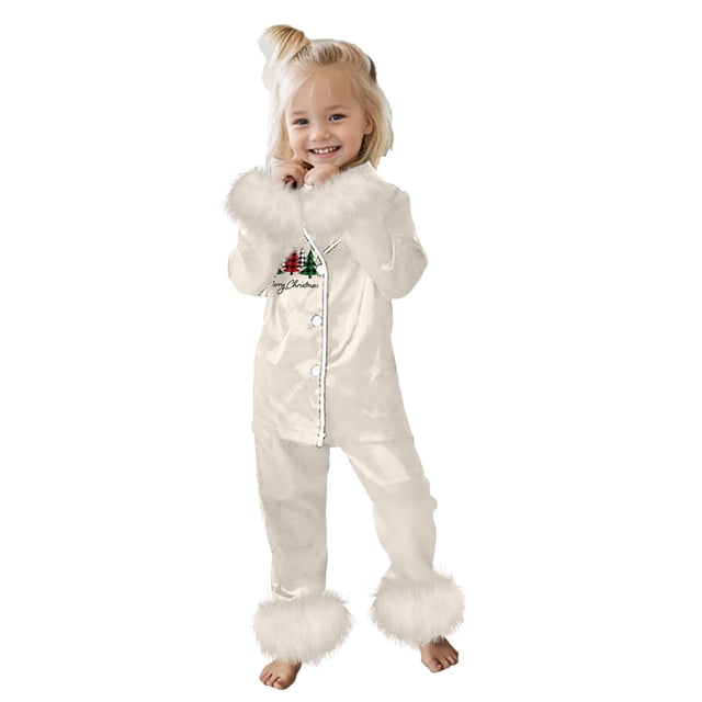 WEAIXIMIUNG Ensemble de Pyjama Décontracté Confortable pour Enfants avec Imprimé Mignon, Chemise à Manches Longues et Pantalon, Deux Ensembles, 8-9 Ans