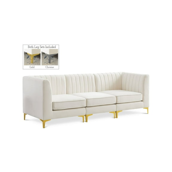 Meridian Furniture Alina Cream Velvet Modular Sofa