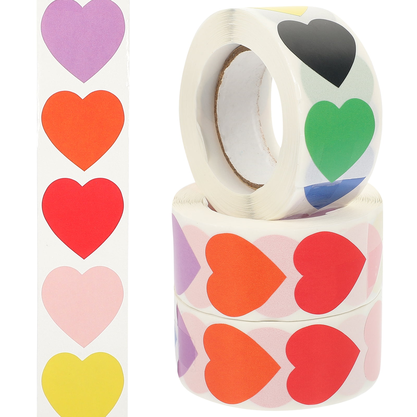 3 Rolls Blank Heart Stickers Gift Sealing Sticker Heart Sticker Roll Heart  Label Stickers 
