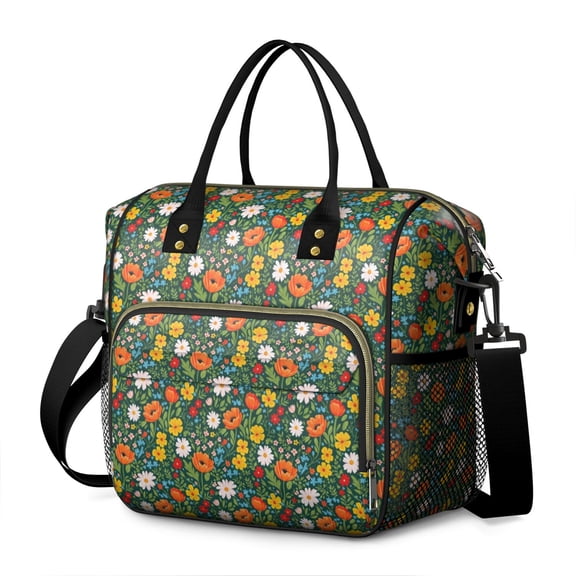 Pioneer Flower Floral Print Pattern Womens Lunch Box for Work,Insulated Large Lunch Bag,Leakproof Adult Lunch Bag for Work,Beach,Travel,Picnic,Camping